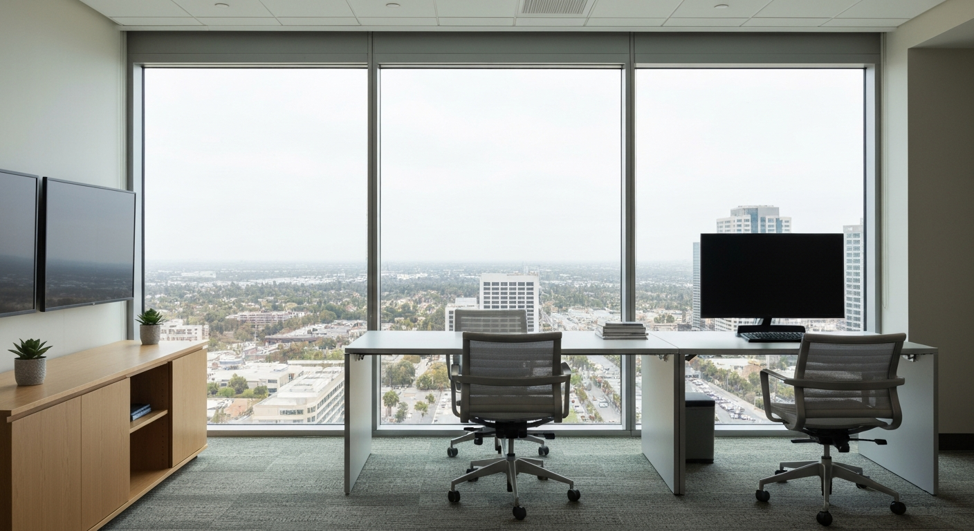 Modern California corporate office with city view